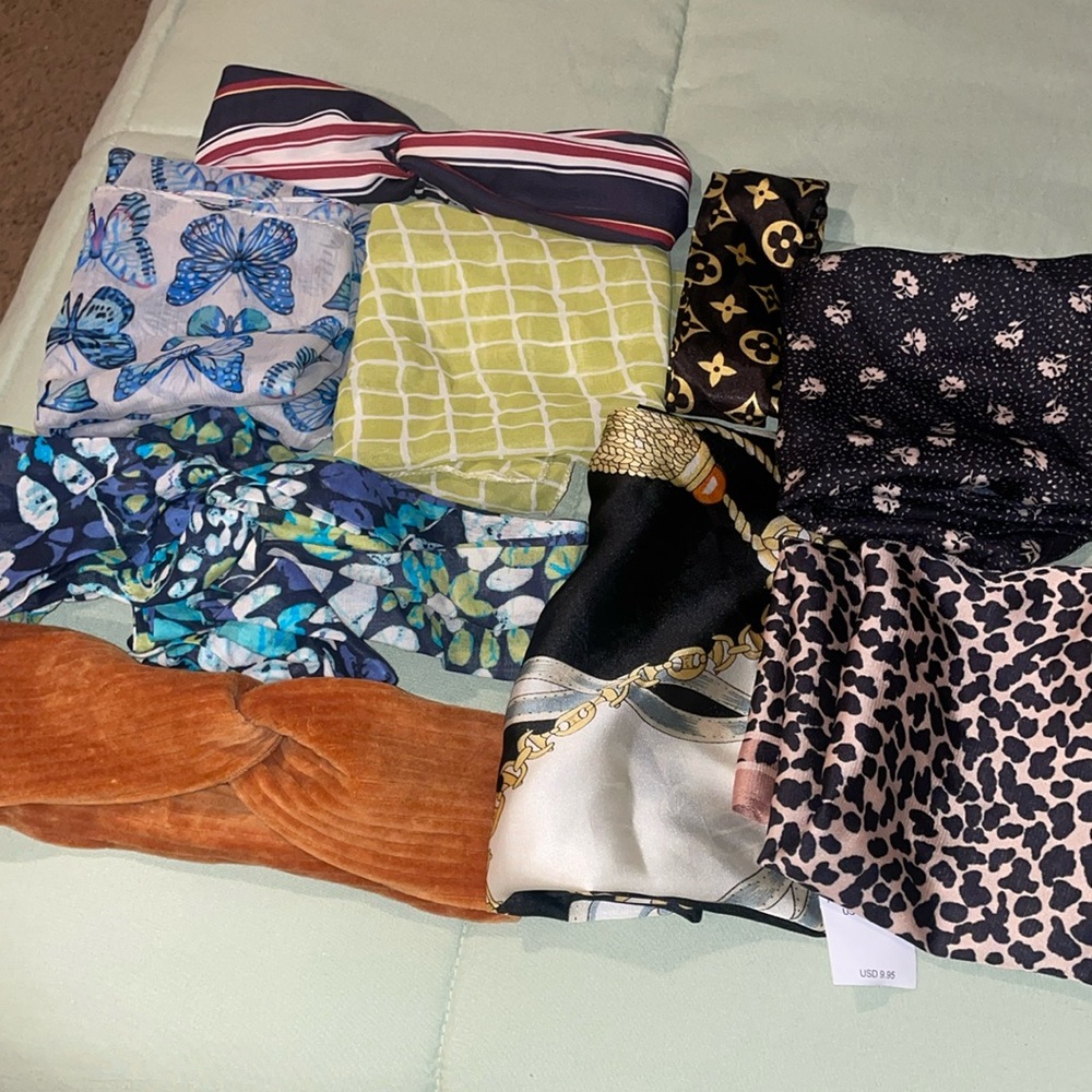 9 piece hair accessories and scarves
